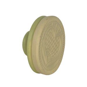 Vintage Cookie Butter Art Press Round Heart Avocado Green Handle Terracotta
